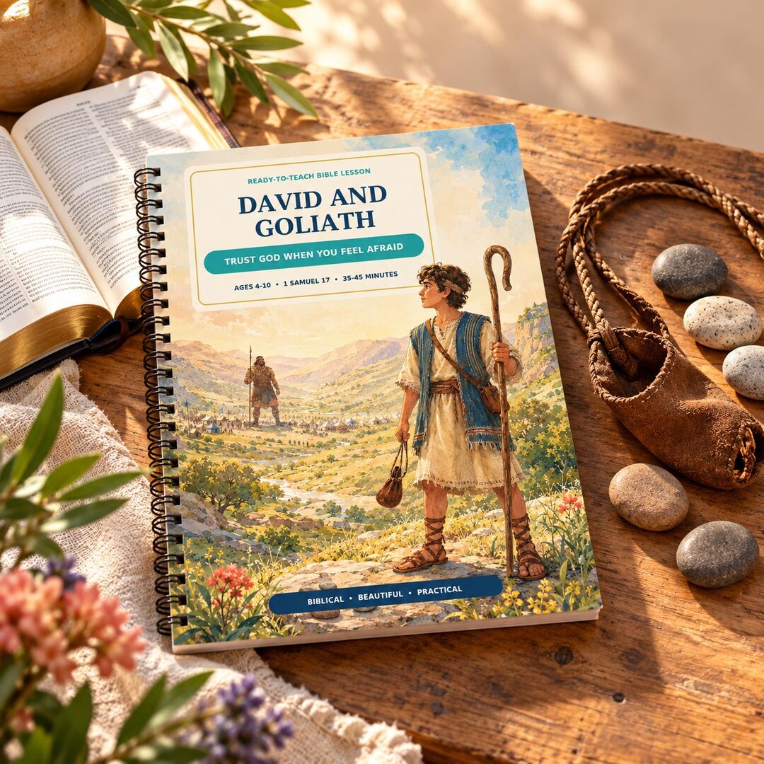 David and Goliath ready-to-teach Bible lesson cover about trusting God when you feel afraid
