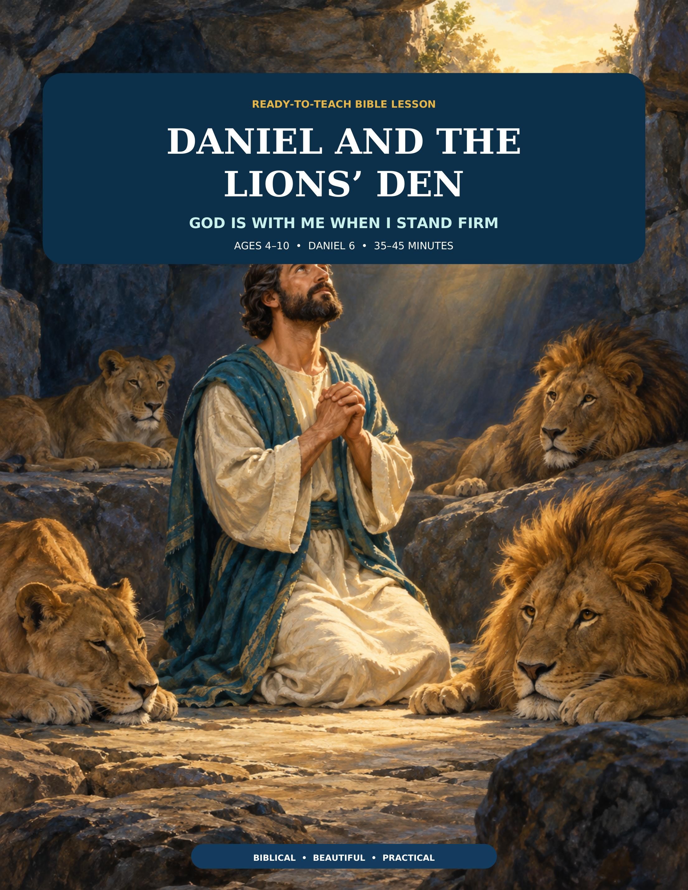 Daniel and the Lions’ Den ready-to-teach Bible lesson for ages 4–10 based on Daniel 6